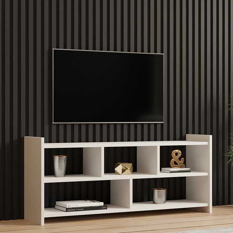 Έπιπλο τηλεόρασης Kapri pakoworld σε λευκή απόχρωση 120x28x55εκ