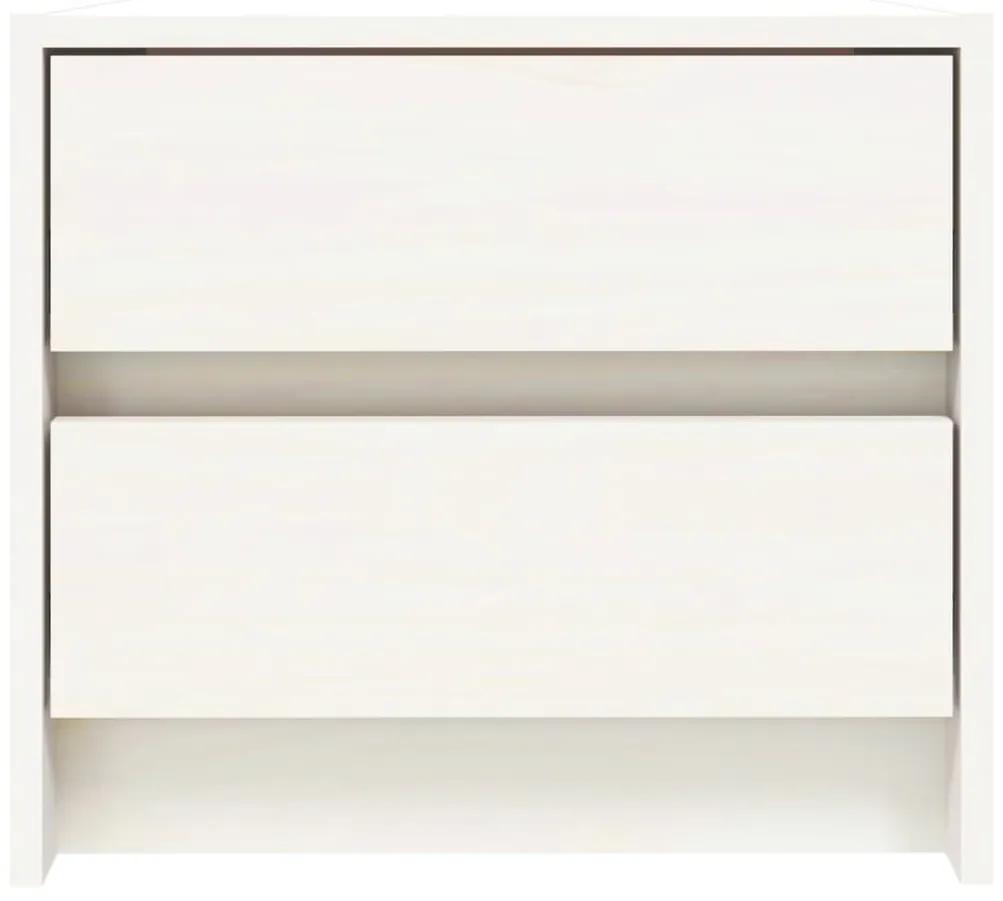 vidaXL Κομοδίνο Λευκό 40 x 31 x 35,5 εκ. από Μασίφ Ξύλο Πεύκου
