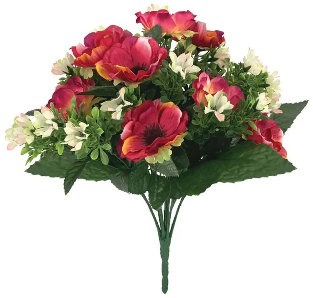 Τεχνητό Μπουκέτο Παπαρούνας 00-00026-2 40cm Fuchsia-Ecru Marhome Πλαστικό, Ύφασμα