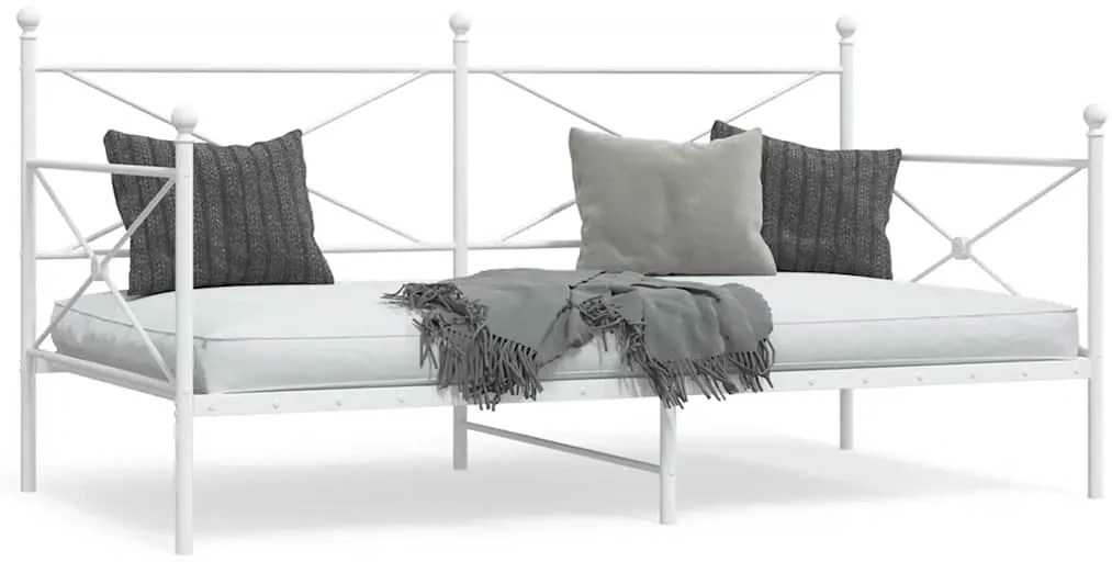 vidaXL Κρεβάτι ημέρας χωρίς στρώμα Λευκό 107x203 cm Ατσάλι