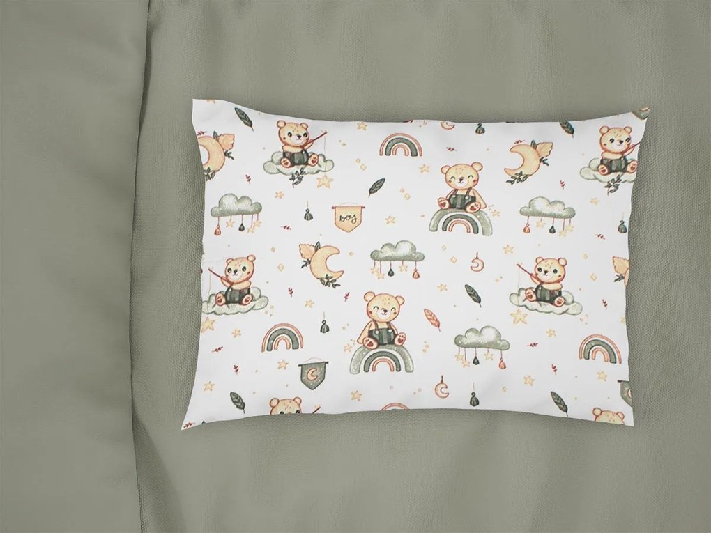DIMCOL Μαξιλαροθήκη Εμπριμέ bebe Cloudy Bear 581 35X45 White-Olive 100% Cotton