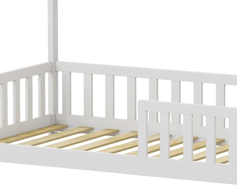 Κρεβάτι παιδικό Callan τύπου Montessori με κιγκλίδωμα ξύλο πεύκου λευκό 90x190 εκ. 90x190x140.5 εκ.