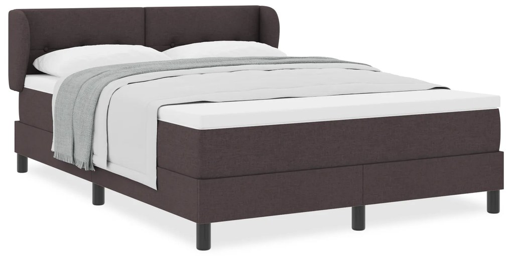 vidaXL Κρεβάτι Box Spring με Στρώμα Σκούρο Καφέ 140x190 εκ Υφάσματα