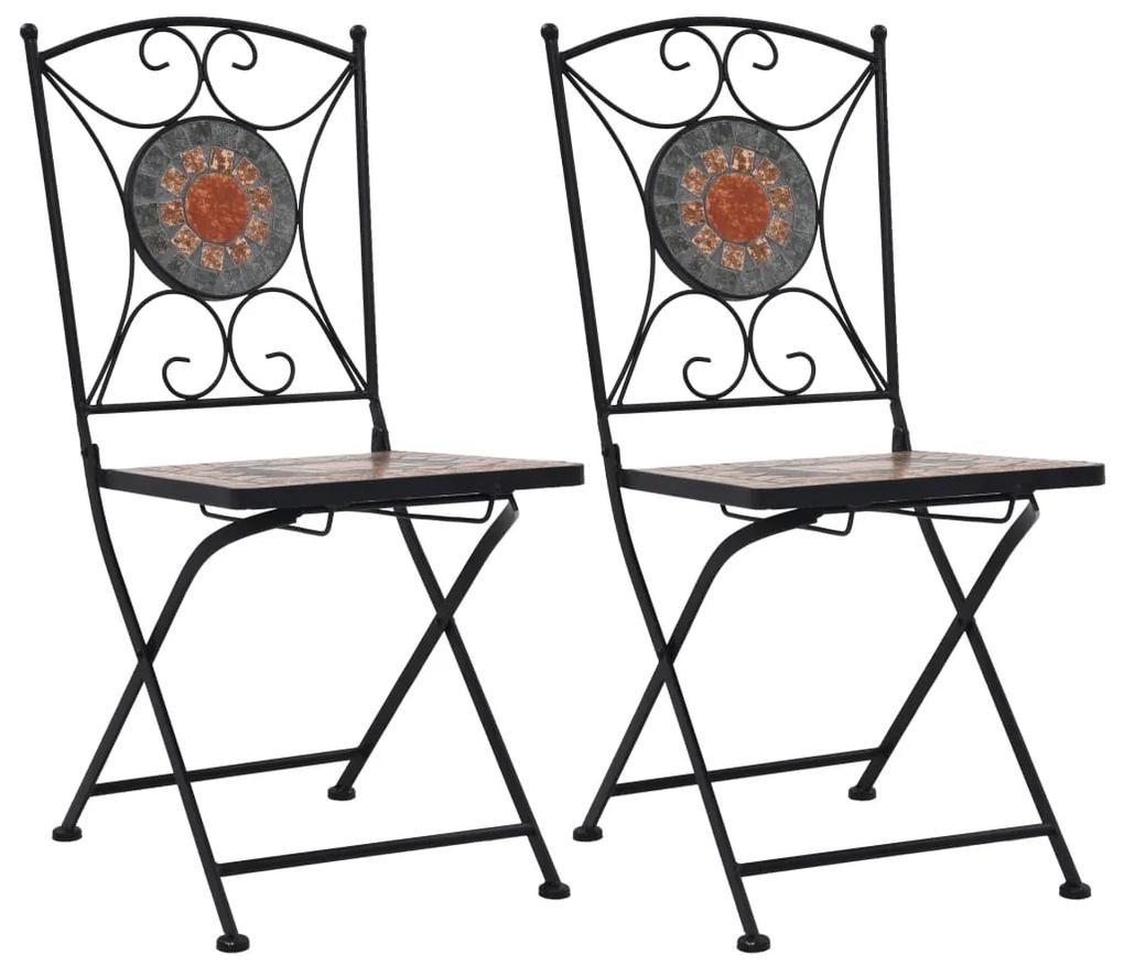 Καρέκλες Bistro «Μωσαϊκό» 2 τεμ. Πορτοκαλί / Γκρι