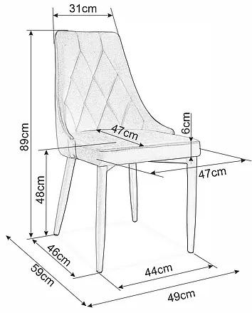 Επενδυμένη καρέκλα τραπεζαρίας Trix B 49x47x89 μαύρος μεταλλικός σκελετός/καρί βελούδο bluvel 68 DIOMMI TRIXBVCCU