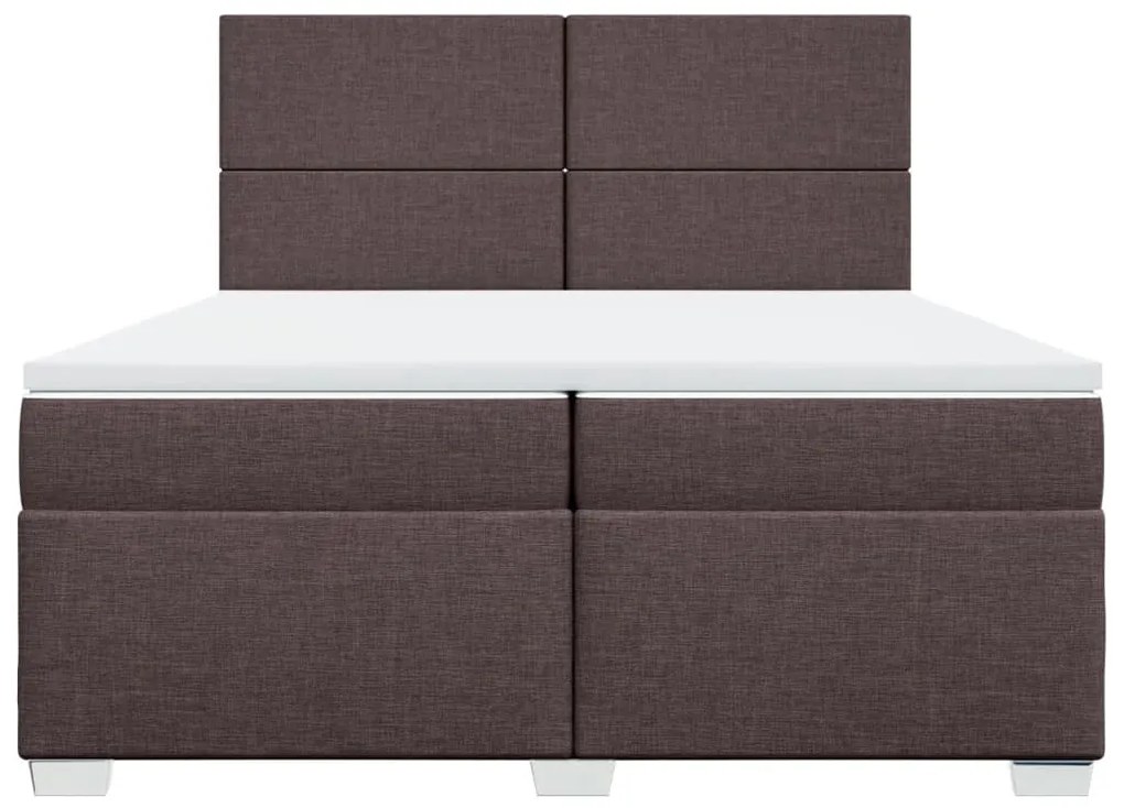 vidaXL Κρεβάτι Boxspring με Στρώμα Σκούρο Καφέ 200x200 εκ. Υφασμάτινο