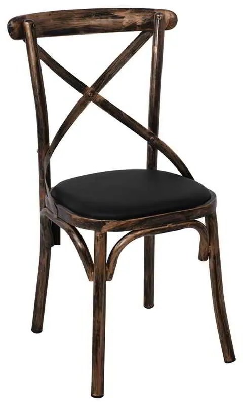 Καρέκλα MARLIN Μεταλική Black Gold/Μαύρο PU 52x46x91cm (Σετ 4 ΤΕΜ)