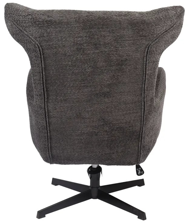 Πολυθρόνα Zefrina pakoworld περιστρεφόμενη ανθρακί ύφασμα με βάση σε μαύρη απόχρωση 82x77x99εκ