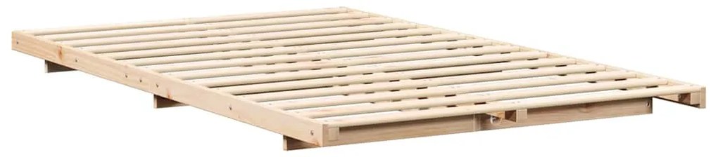 vidaXL Κρεβάτι δαπέδου Καφέ 140 x 190 cm Μασίφ ξύλο πεύκου