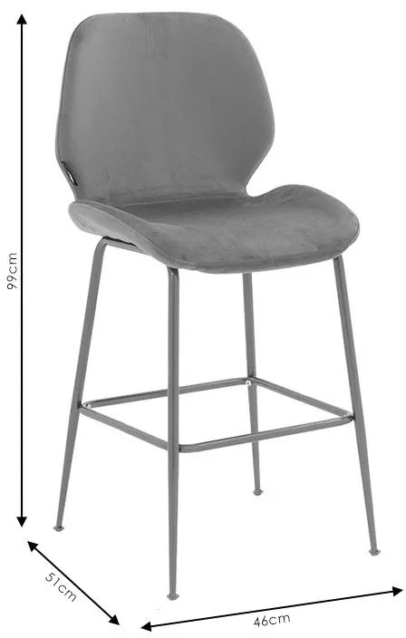 Σκαμπό bar Impel μεταλλικό χρυσό-βελούδο μαύρο 2αδα 48x61x103 εκ.