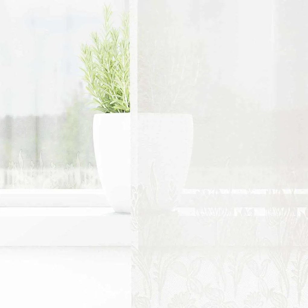 vidaXL Κουρτίνες με κουρτίνες Floral Λευκό 300 x 80 εκ. Πολυεστέρας