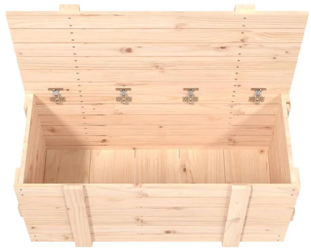 Κουτί Αποθήκευσης 91x40,5x42 εκ. από Μασίφ Ξύλο Πεύκου - Καφέ