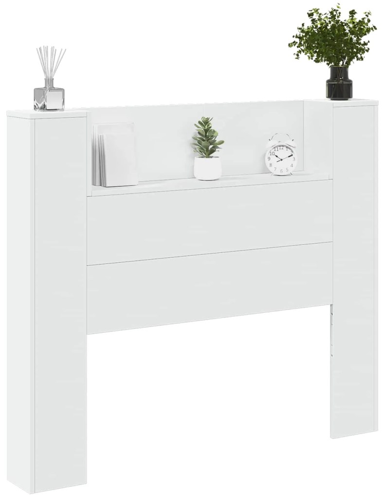 vidaXL Κεφαλάρι με ράφι Λευκό 120 x 16,5 x 103,5 cm Επεξεργασμένο ξύλο