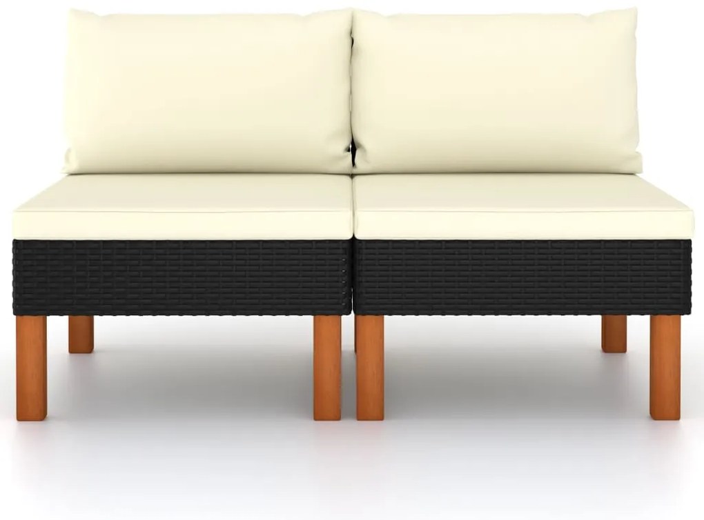 vidaXL Καναπέδες Μεσαίοι 2 τεμ. Συνθετικό Ρατάν/Μασίφ Ξύλο Ευκαλύπτου