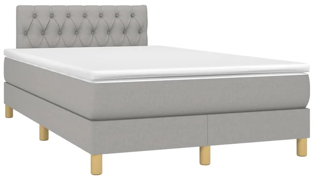 vidaXL Κρεβάτι Boxspring με Στρώμα Ανοιχτό Γκρι 120x200 εκ. Υφασμάτινο