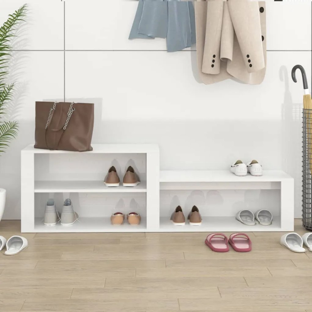 vidaXL Παπουτσοθήκη Γυαλιστερό Λευκό 150x35x45 εκ. Επεξεργασμένο Ξύλο