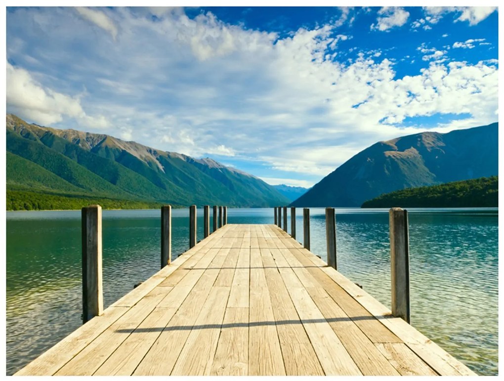 Φωτοταπετσαρία - Mountain lake bridge 200x154