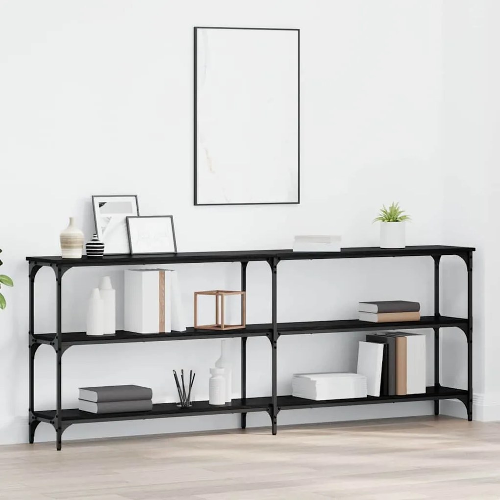 vidaXL Τραπέζι Κονσόλας με ράφι Μαύρη δρυς 200 x 29 x 75 cm