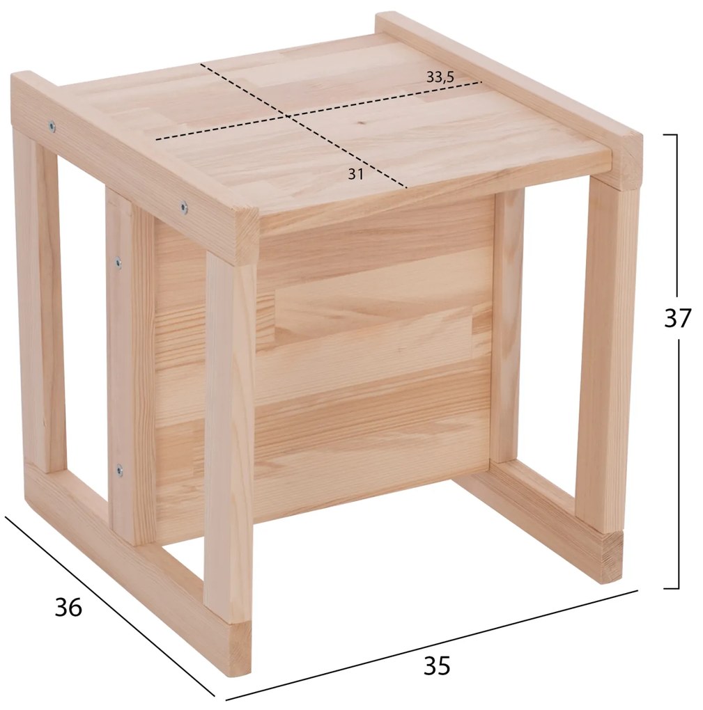 ΠΑΙΔΙΚΟ ΞΥΛΙΝΟ ΤΡΑΠΕΖΙ - ΚΑΡΕΚΛΑΚΙ MIKO HM9288 ΦΥΣΙΚΟ 35x37x32 εκ. - HM9288