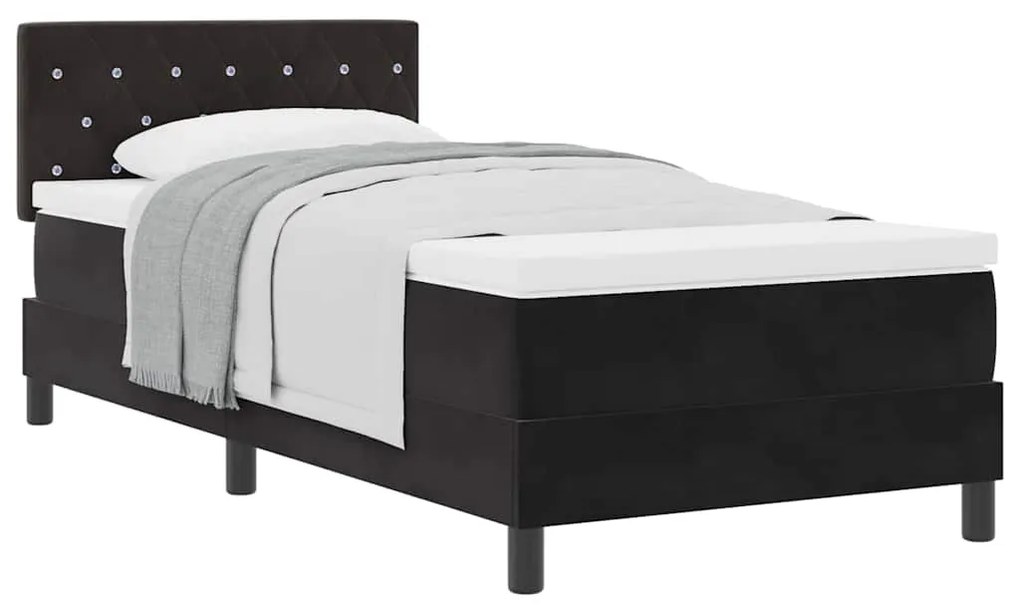 vidaXL Κρεβάτι με Ελατήρια και Στρώμα Μαύρο 90 x 190 cm ύφασμα