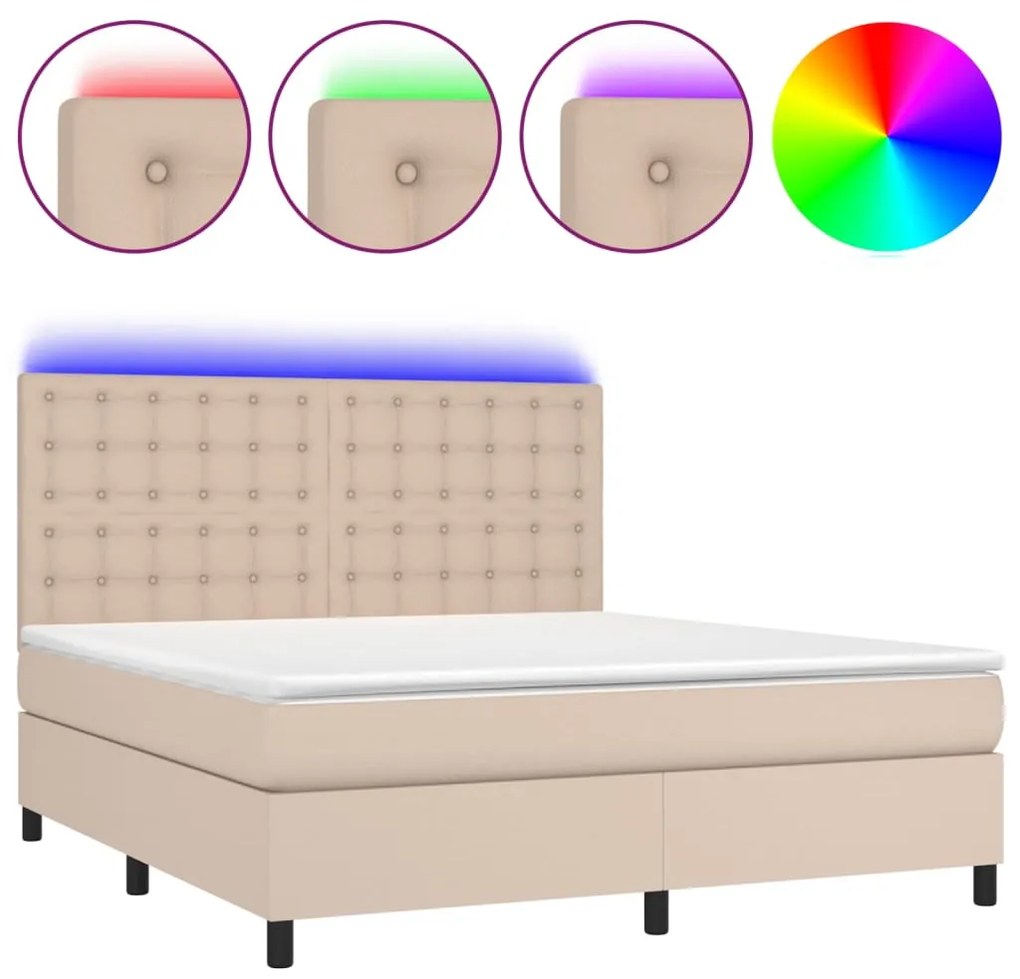 ΚΡΕΒΑΤΙ BOXSPRING ΣΤΡΩΜΑ&amp;LED ΚΑΠΟΥΤΣΙΝΟ 180X200 ΕΚ. ΣΥΝΘ. ΔΕΡΜΑ 3135962