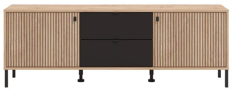 Έπιπλο τηλεόρασης Mayenne 157 3K2F2V Artisan Oak - Μαύρο Ματ 157x40x55 εκ. 157x40x55 εκ.