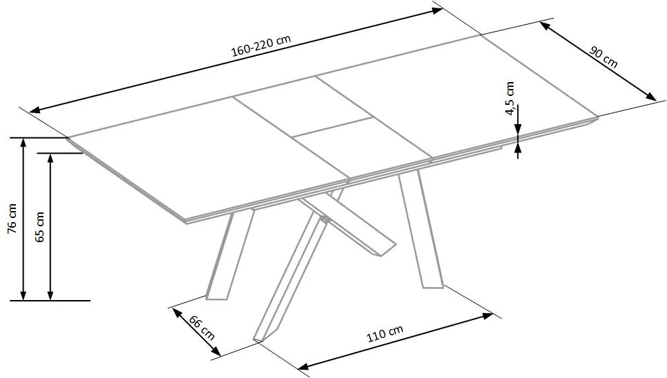 CAPITAL extension table DIOMMI V-CH-CAPITAL-ST-160/200