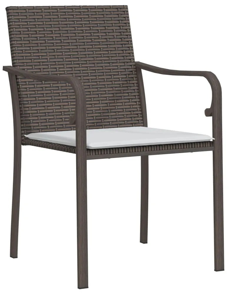 vidaXL Καρέκλες Κήπου 2 τεμ. Καφέ 56x59x84 εκ. Συνθ. Ρατάν & Μαξιλάρια