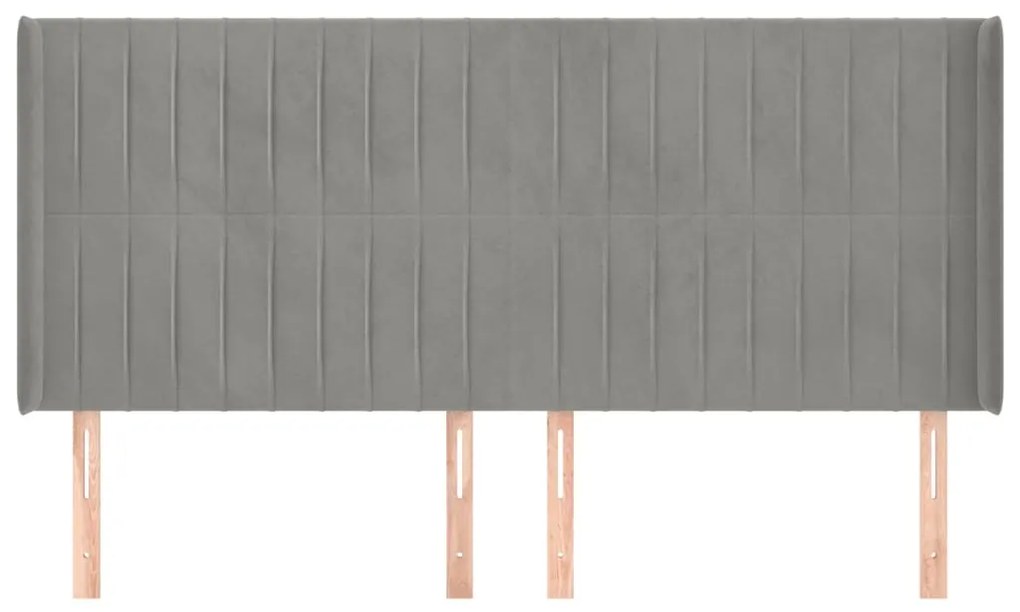 Κεφαλάρι με Πτερύγια Ανοιχτό Γκρι 163x16x118/128 εκ. Βελούδινο 3119872