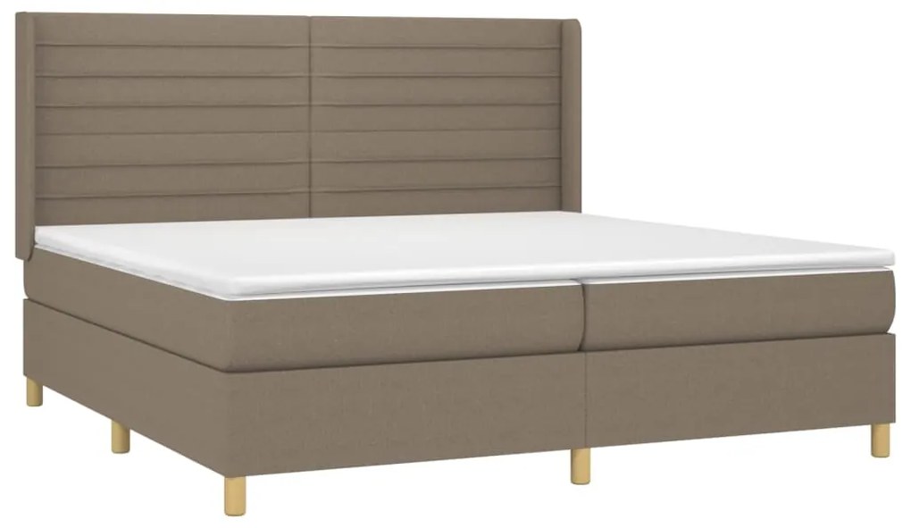 vidaXL Κρεβάτι Boxspring με Στρώμα & LED Taupe 200x200 εκ. Υφασμάτινο