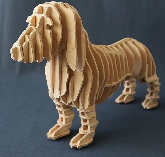Σετ των 2 Intra απο ξύλο plywood 3mm-4mm πάχος – ξύλο 3D Dachshund Dog Puzzle 10x10 cm INTRAVECTRY-MY556368