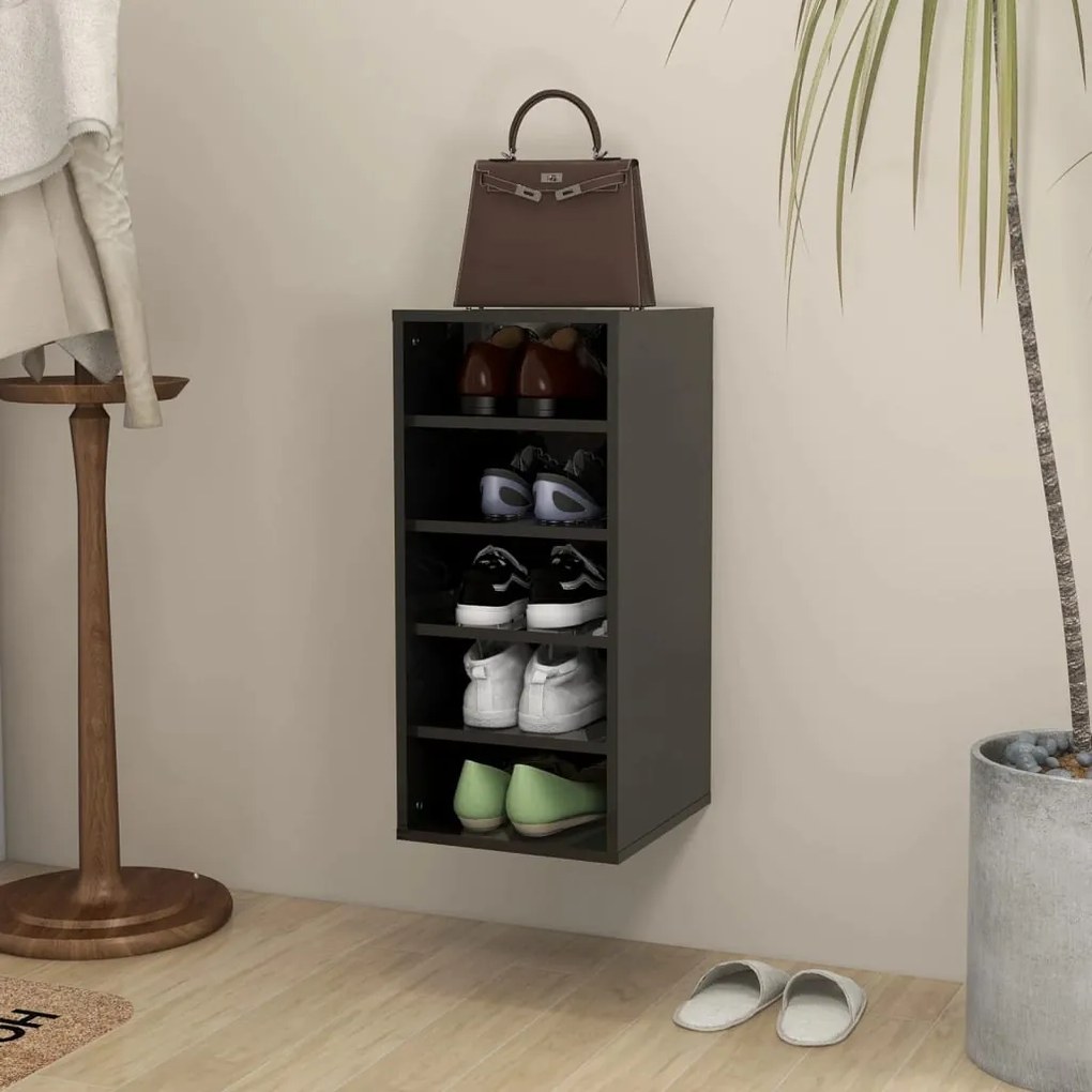 vidaXL Παπουτσοθήκη Γυαλιστερό Μαύρο 31,5x35x70 εκ. από Μοριοσανίδα