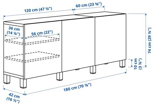 BESTÅ σύνθεση αποθήκευσης με πόρτες, 180x42x74 cm 491.397.41