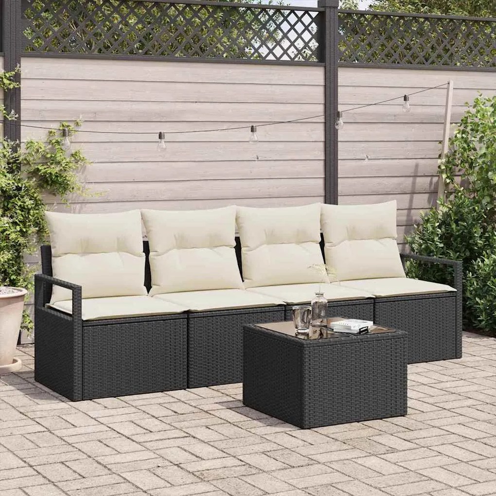 vidaXL Σετ Καναπέ Κήπου 5 pcs Μαύρο, Κρέμα 55 x 55 x 37 εκ