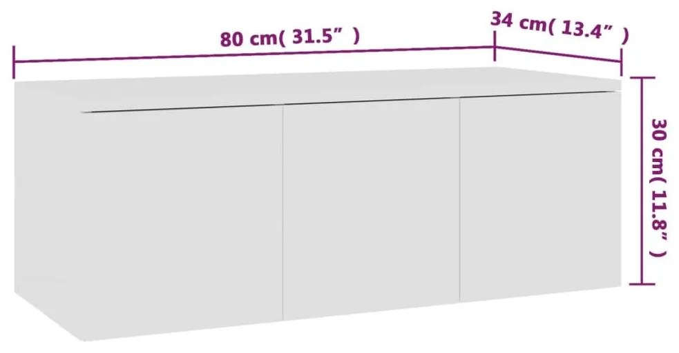 Έπιπλο Τηλεόρασης Λευκό 80 x 34 x 30 εκ. από Επεξ. Ξύλο - Λευκό