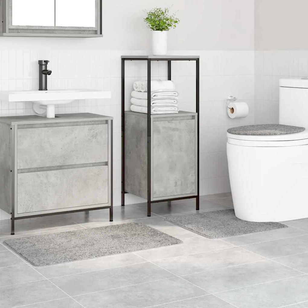 vidaXL Σετ Μάτ Μπάνιου Αντιολισθητικό 3 pcs Γκρι 50 x 50 cm PP