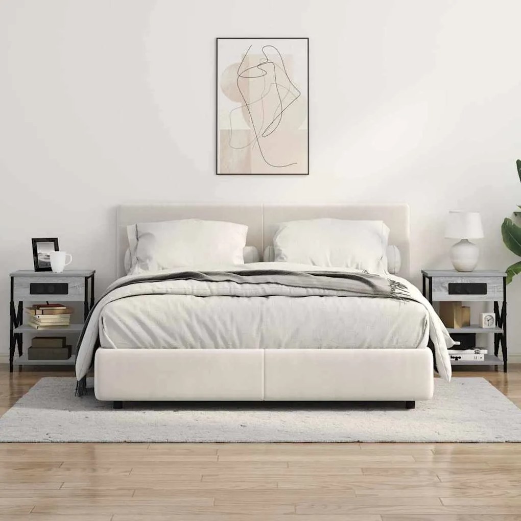 vidaXL Κομοδίνο με Σταθμό Φόρτισης με ράφι 2 pcs Γκρι sonoma