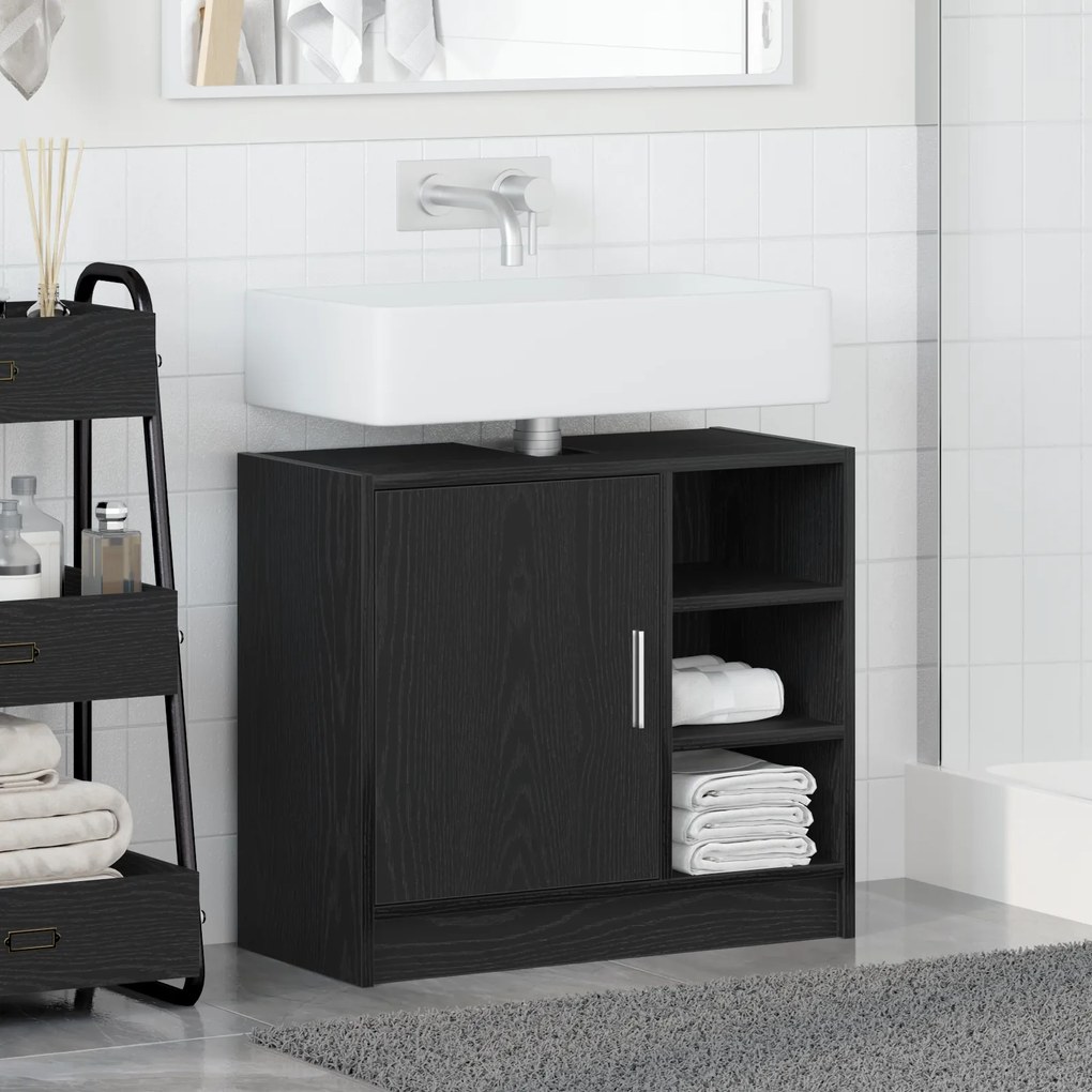 vidaXL Ντουλάπι Νιπτήρα  Μαύρη Βελανιδιά 63x29x55 εκ. Επεξεργασμένο Ξύλο