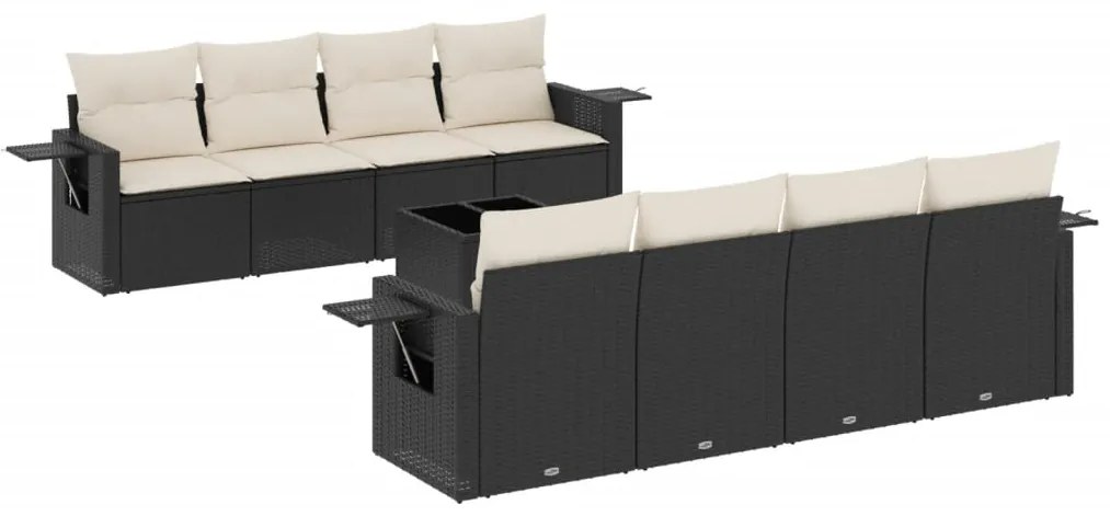 vidaXL Σαλόνι Κήπου Σετ 9 Τεμαχίων Μαύρο από Συνθ. Ρατάν με Μαξιλάρια