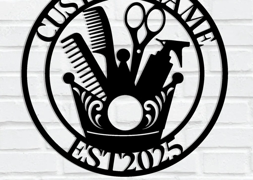 Intra απο ξύλο plywood 3mm-4mm πάχος - Custom Barber Shop Metal Wall Art Δίασταση 3600x3600 cm INTRAFABR-116074584