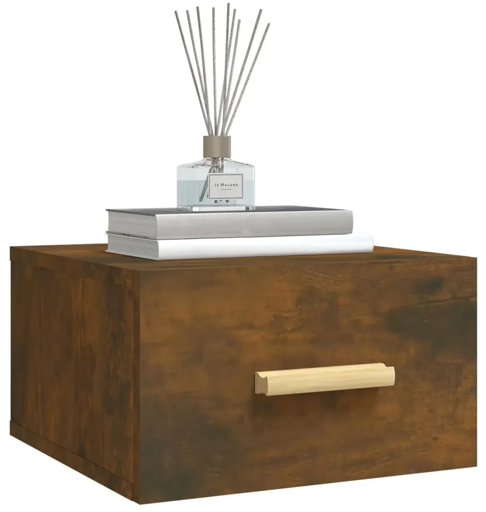 vidaXL Κομοδίνο Επιτοίχιο Καπνιστή Δρυς 35 x 35 x 20 εκ.