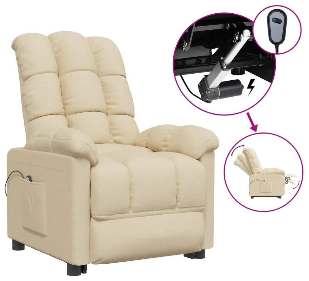 vidaXL Πολυθρόνα Ανακλινόμενη Ηλεκτρική Κρεμ Υφασμάτινη