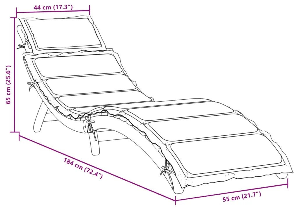 vidaXL Ξαπλώστρα με Μαξιλάρια Μπεζ από Μασίφ Ξύλο Ακακίας