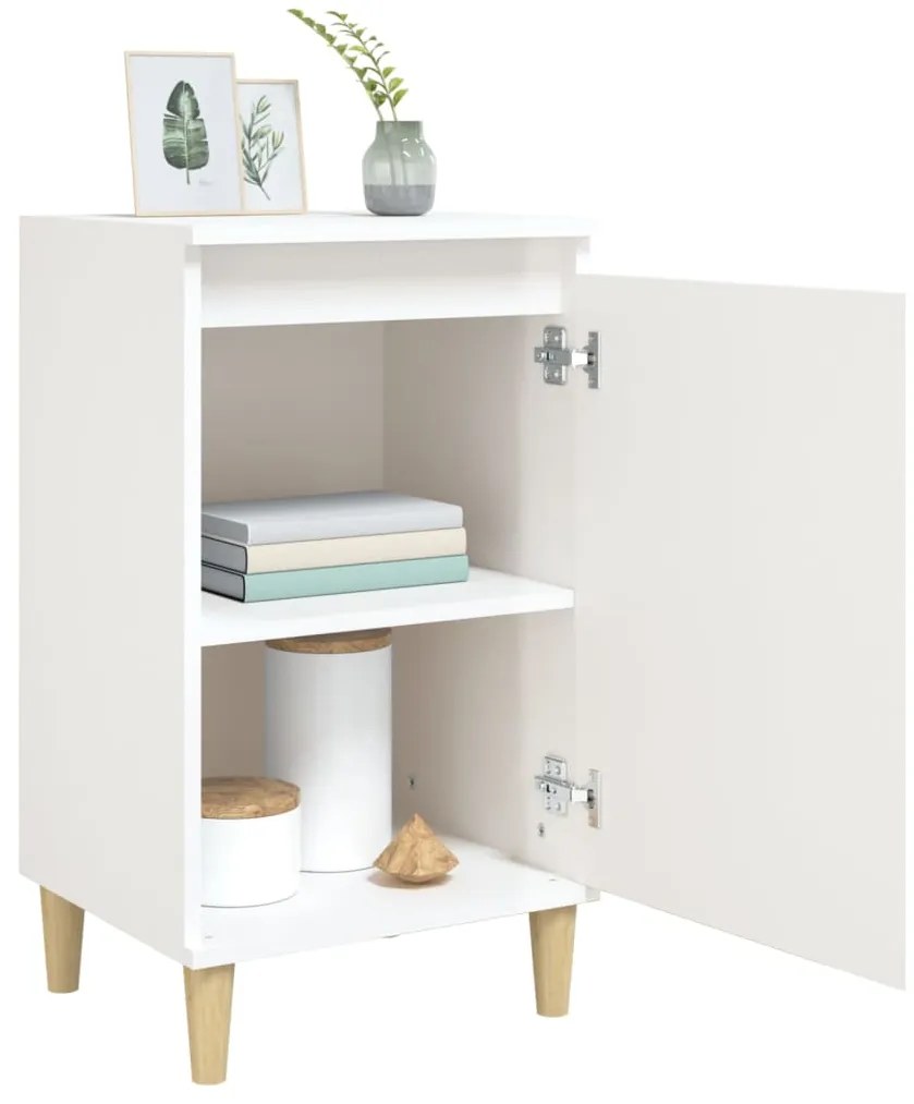 vidaXL Κομοδίνο Γυαλιστερό Λευκό 40 x 35 x 70 εκ. Επεξεργασμένο Ξύλο