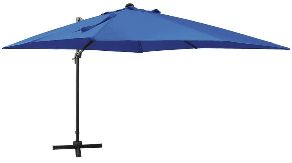 Ομπρέλα Κρεμαστή με Ιστό και LED Αζούρ Μπλε 300 εκ.
