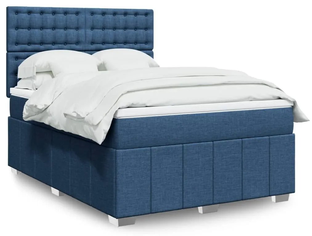 ΚΡΕΒΑΤΙ BOXSPRING ΜΕ ΣΤΡΩΜΑ ΜΠΛΕ 140X190 ΕΚ. ΥΦΑΣΜΑΤΙΝΟ 3293983