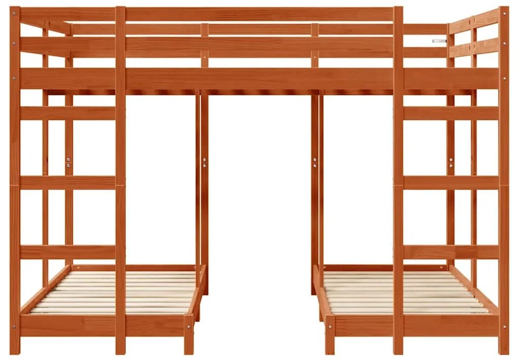 vidaXL Σκελετός Κουκέτας Τριών Επιπέδων Καφέ κεριού 140 x 200 cm