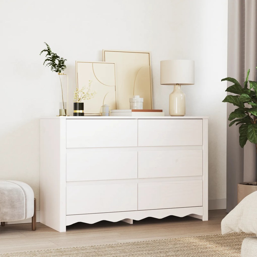vidaXL Συρταριοθήκη Λευκό 111 x 43 x 73.5 εκ. Μασίφ ξύλο πεύκου