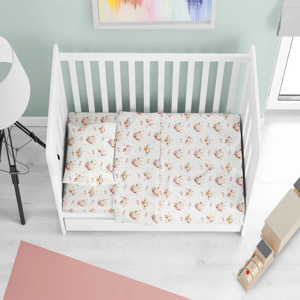 Πάπλωμα Βρεφικό Unicorn 209 White-Salmon DimCol 120x160cm 100% Cotton