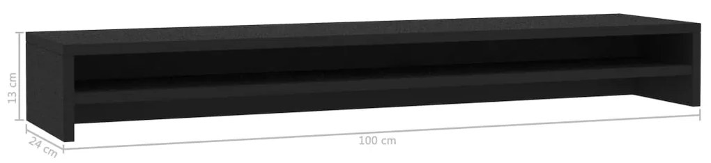 vidaXL Βάση Οθονών Μαύρη 100 x 24 x 13 εκ. από Επεξ. Ξύλο